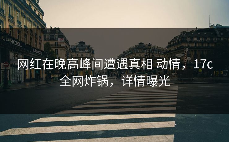 网红在晚高峰间遭遇真相 动情，17c全网炸锅，详情曝光